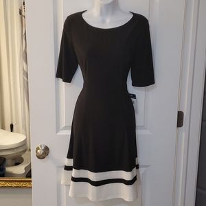 Chaps Black and White Dress
